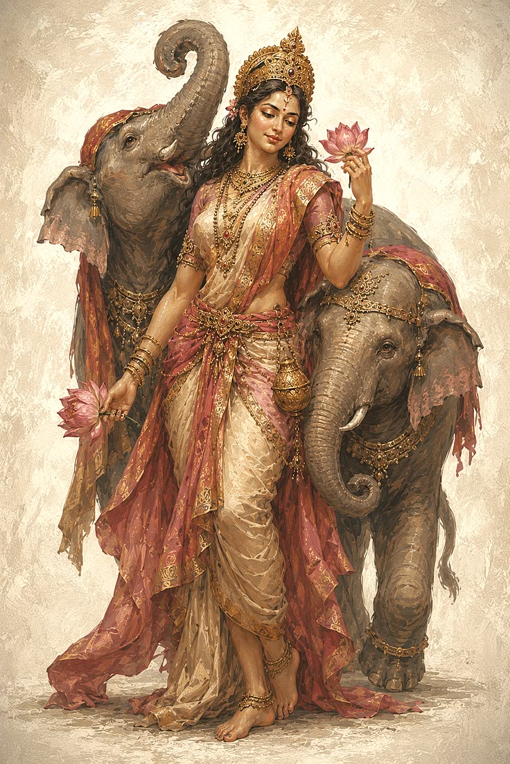 divine gajalakshmi with diggajas